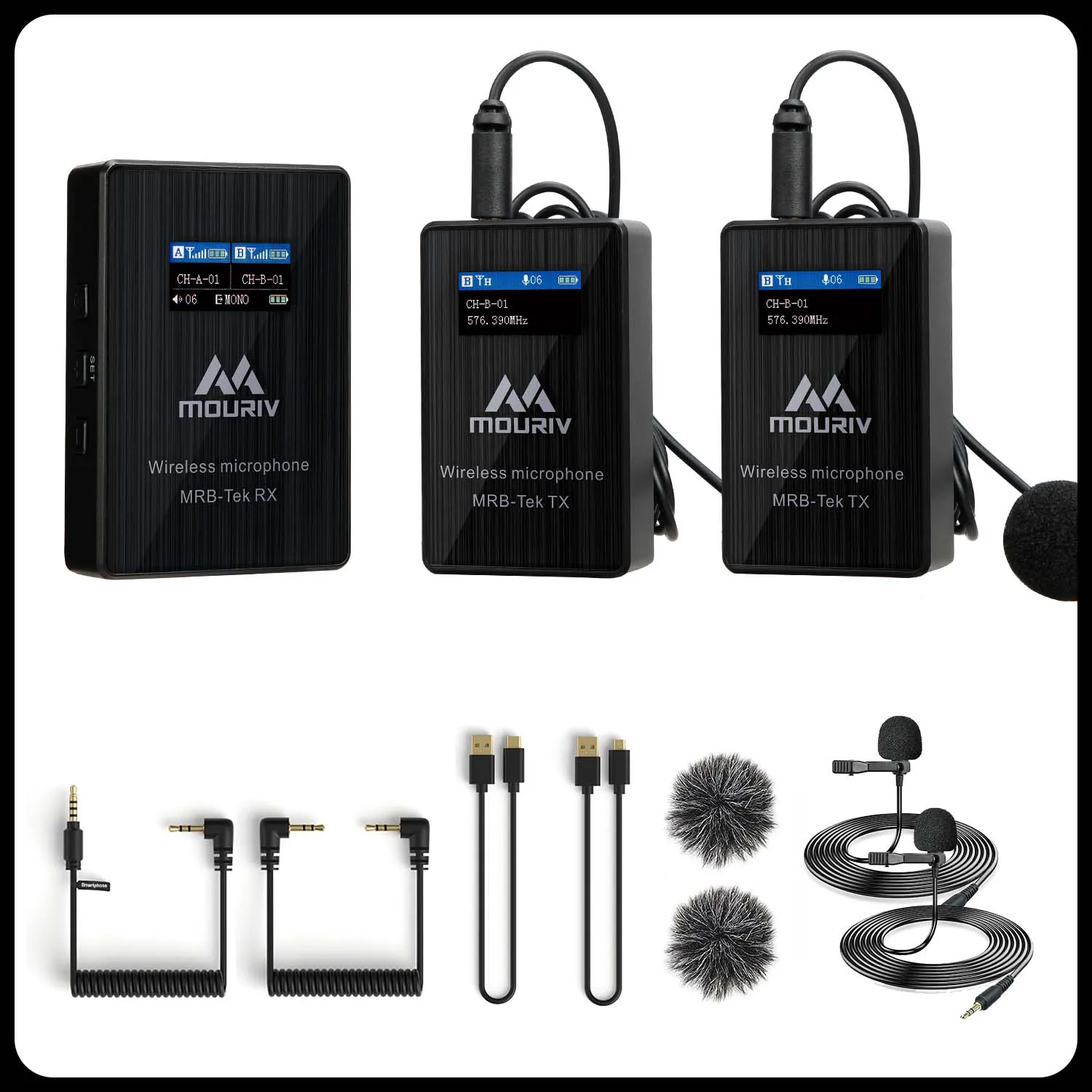 

MOURIV MRB-Tek UHF Wireless Microphone System for to DSLRs, mirrorless and video cameras, smartphones, tablets, computers