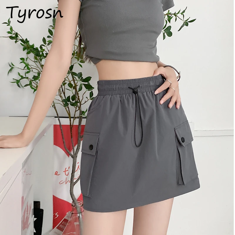 Women Skirts Elastic Waist Pockets Drawstring Fashionable Korean Style Designed Individual Solid Shopper Comfortable Summer Cozy
Women Skirts Elastic Waist Pockets Drawstring Fashionable Korean Style Designed Individual Solid Shopper Comfortable Summer Cozy