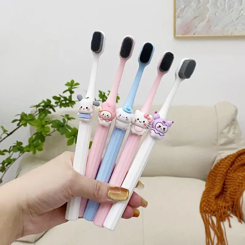 

Kawaii Sanrio Anime Toothbrush Cute Hello Kitty Cartoo 3D Cartoon Travel Portable Household Super Soft Couple Students Gift Girl