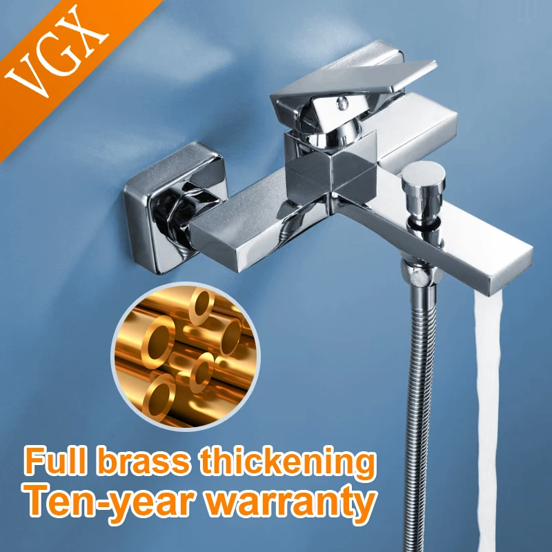 

VGX Bathroom Shower Faucet Bathtub Faucets Bath Water Taps Shower Diverter Single Handle Tub Mixer Shower Control Valve Crane