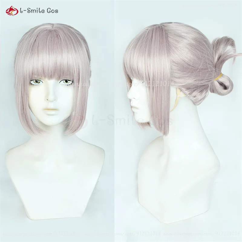 

Anime FGO Fate Grand Order Oberon Cosplay Wig Grey Pink Wig Heat Resistant Synthetic Hair Halloween Role Play Wig + Wig Cap