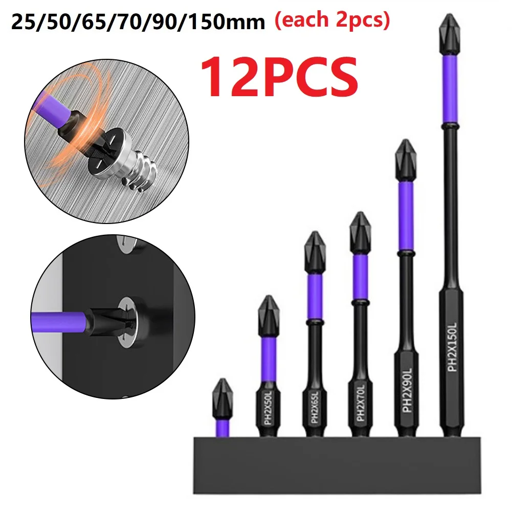 12Pcs Set PH2 Magnetic Cross Screwdriver Impact Drill Bit 25-150mm Alloy Steel Non-Slip Impact Resistance Screwdriver Bit
12Pcs Set PH2 Magnetic Cross Screwdriver Impact Drill Bit 25-150mm Alloy Steel Non-Slip Impact Resistance Screwdriver Bit