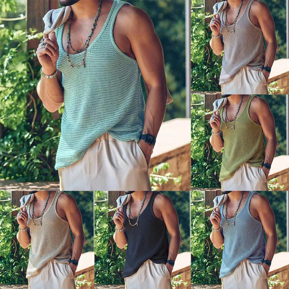 Mens Sleeveless Shirts See Through Mesh Knitting Vest Tank Tops Blouse Muscle Sport Gym T-Shirts Male Casual Slim Fitness Shirt
Mens Sleeveless Shirts See Through Mesh Knitting Vest Tank Tops Blouse Muscle Sport Gym T-Shirts Male Casual Slim Fitness Shirt