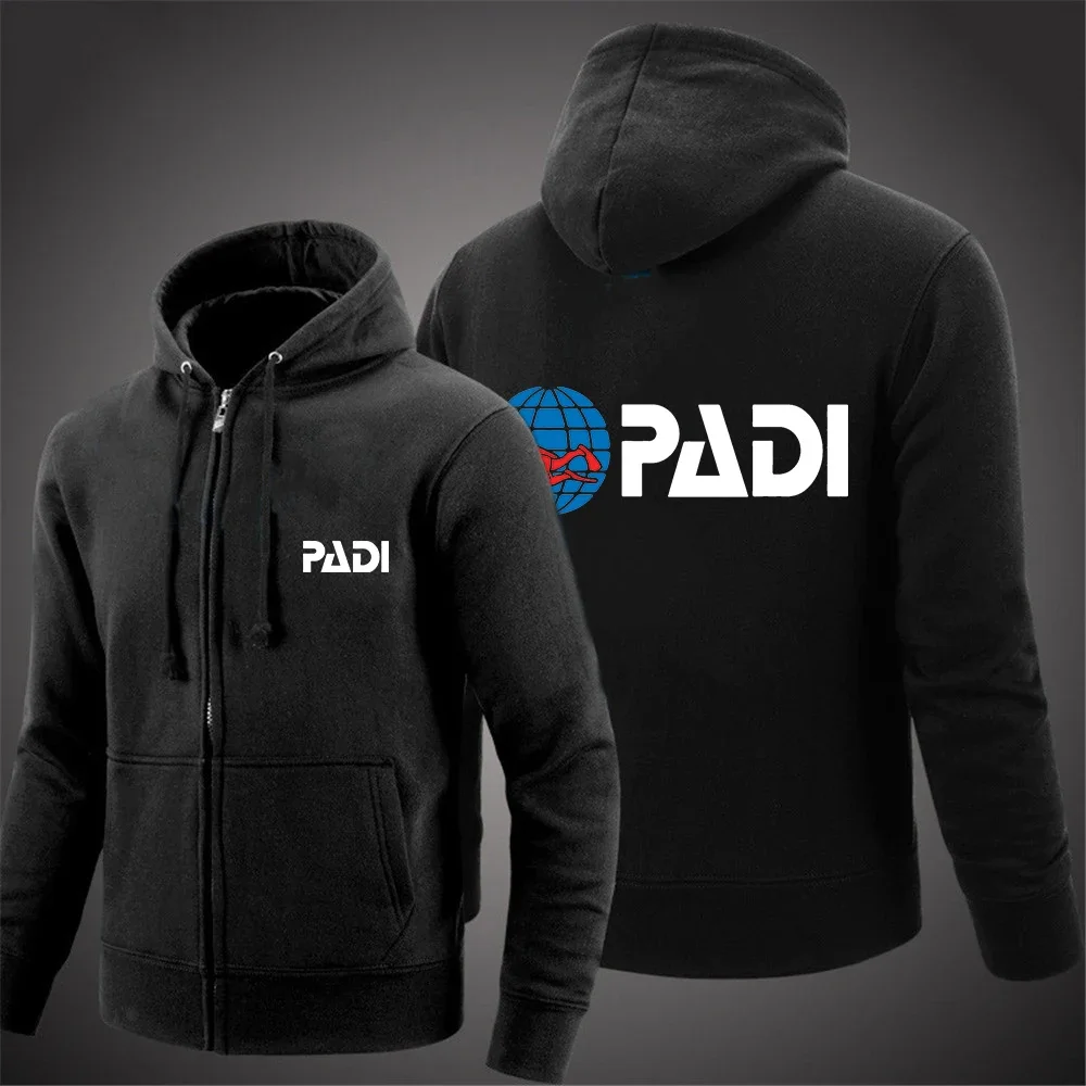 

2024 New Men's Scuba Driver Padi Printing Fashion Spring Autumn Slim Zipper Hoodies Casual Cotton Solid Color Sweatshirt Coat