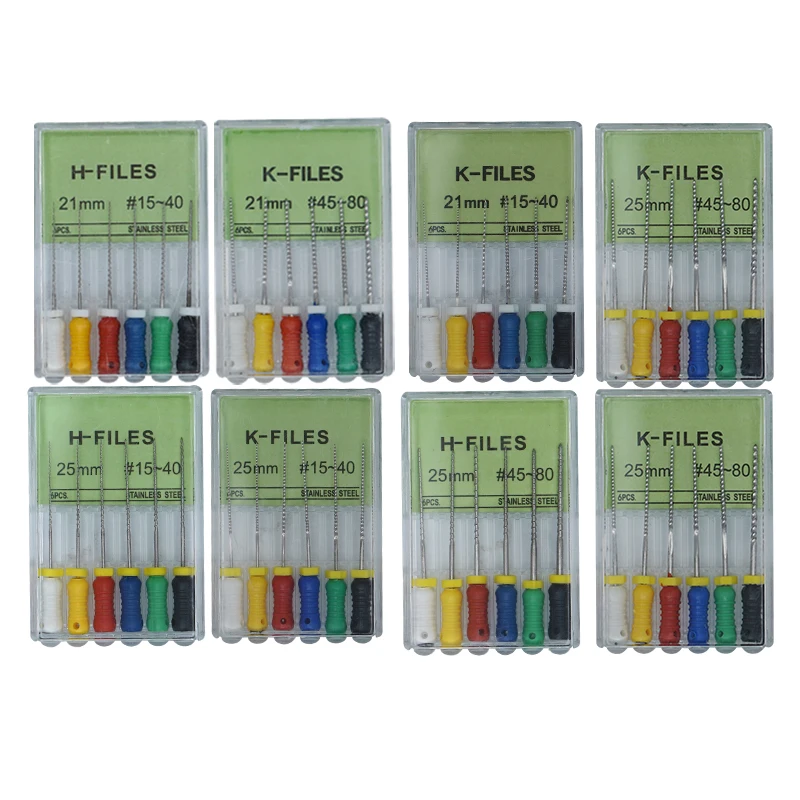 6pcs/Box Dental Root Cannal Endo K H File 21mm 25mm Treatment Tools Stainless Steel Endodontic Instruments Dentist Tool
6pcs/Box Dental Root Cannal Endo K H File 21mm 25mm Treatment Tools Stainless Steel Endodontic Instruments Dentist Tool