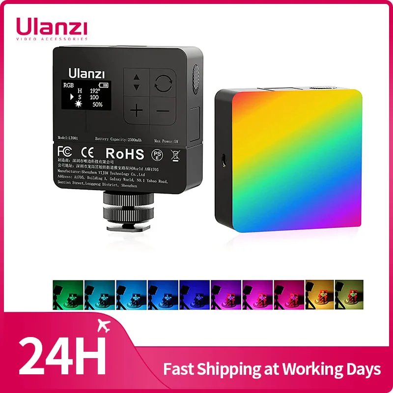 

Updated Ulanzi VL49 RGB PRO Video Light 2500K-9000K LED Camera Light 2500mAh Rechargable Battery Honeycomb Diffuser for Vlog