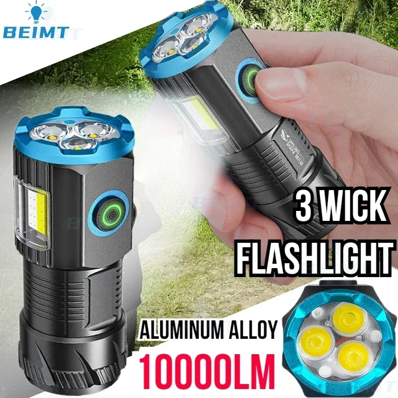 

Pocket EDC Mini Led Flashlights USB Rechargeable with 18350 Battery Strong Powerful Outdoor Torch Camping Lamp COB Work Light