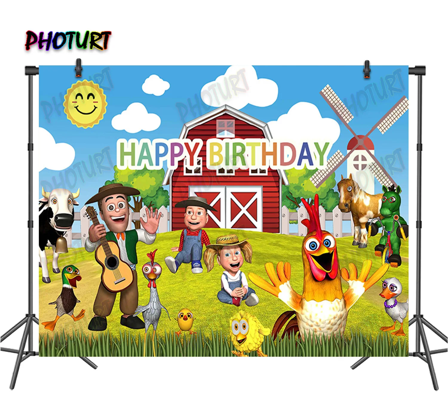 

Фон для фотосъемки с изображением фермы и курицы, фон для детского дня рождения и праздника, зеленый виниловый баннер из полиэстера для фотосъемки, декоративный реквизит
