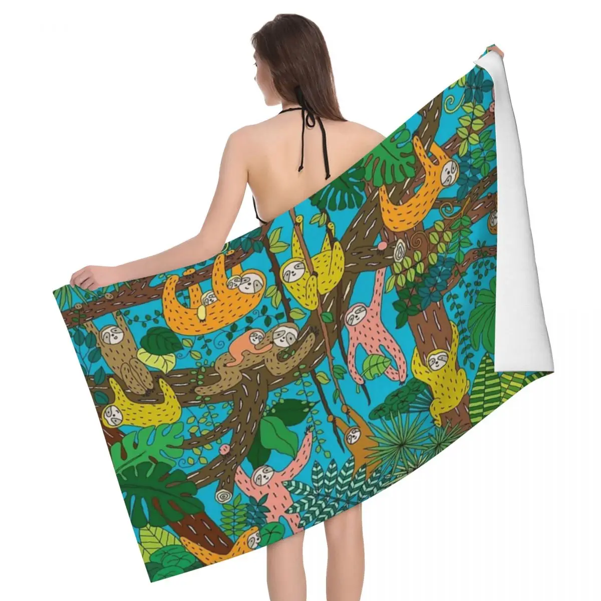 

Happy Sloths Jungle 80x130cm Bath Towel Brightly Printed For Tour Wedding Gift