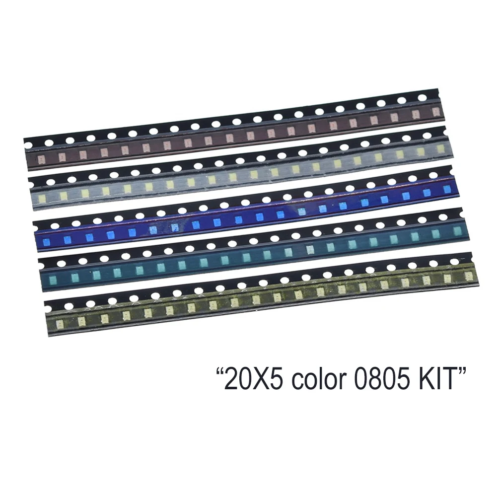 100pcs 5 Values 0805 SMD LED Light Red White Green Blue Yellow Assortment Kit 13cm X 18cm X 0.2cm Electrical Equipment Modules
100pcs 5 Values 0805 SMD LED Light Red White Green Blue Yellow Assortment Kit 13cm X 18cm X 0.2cm Electrical Equipment Modules