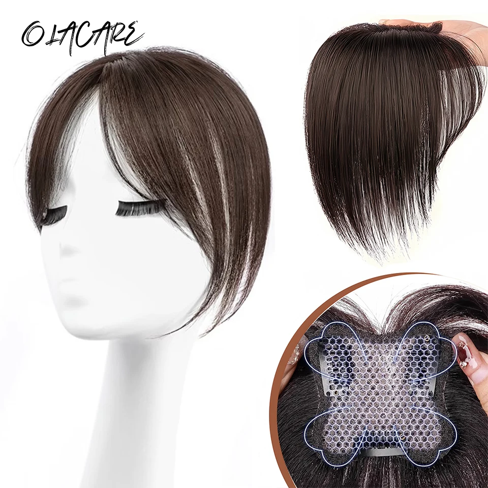

OLACAER Synthetic False Bangs Clip-In Bangs Extension Natural Neat Fake Fringe Topper Hairpiece Invisible Clourse Hairpieces