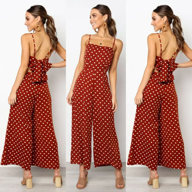 Summer Sexy Polka Dot Romper Women Elegant V-Neck Sleeveless High Waist Jumpsuit Female Loose Wide Leg Playsuits Fashion
Summer Sexy Polka Dot Romper Women Elegant V-Neck Sleeveless High Waist Jumpsuit Female Loose Wide Leg Playsuits Fashion