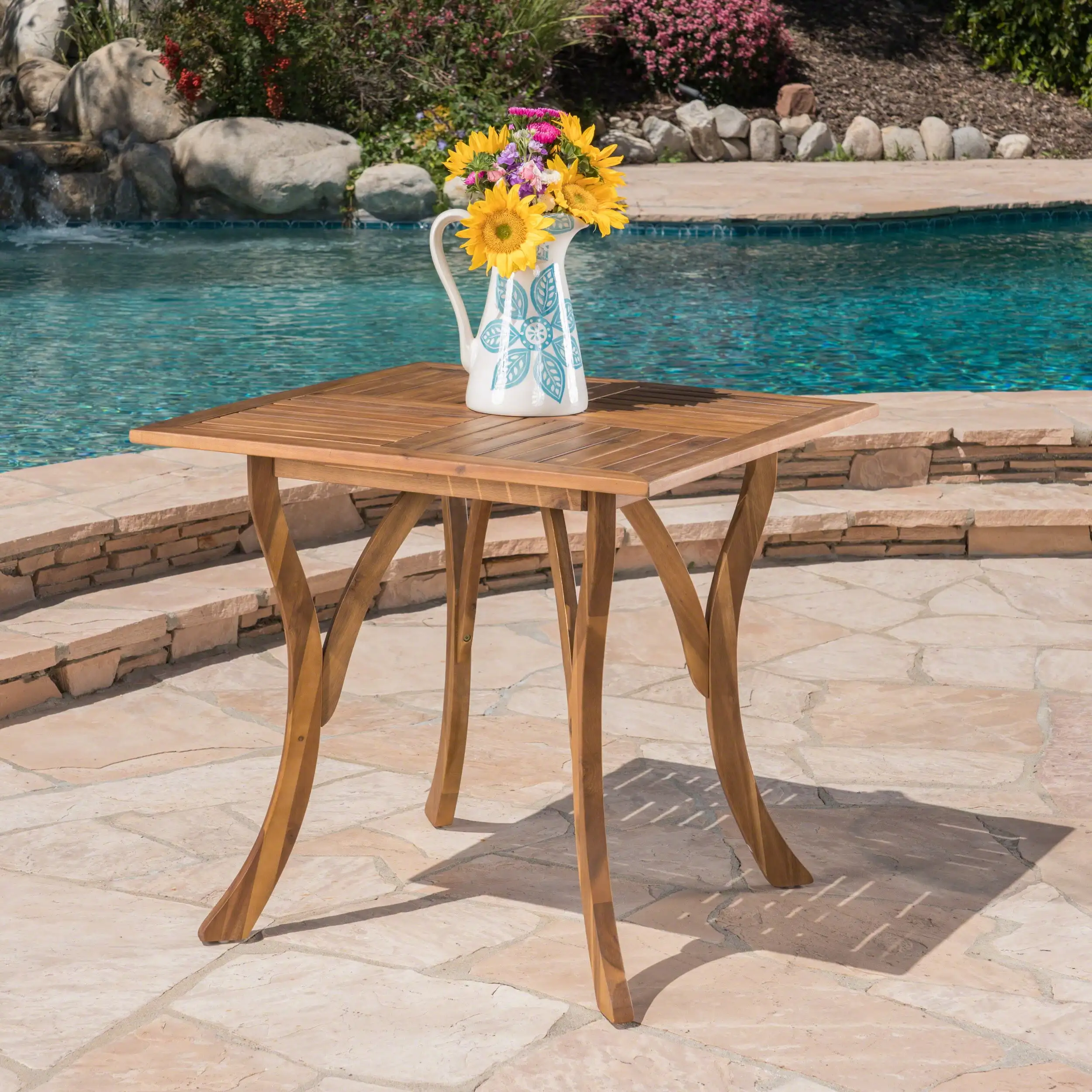 Luxurious refined fashionable and elegant 31.5" Square Outdoor Acacia Wood Table Teak Finish
Luxurious refined fashionable and elegant 31.5" Square Outdoor Acacia Wood Table Teak Finish