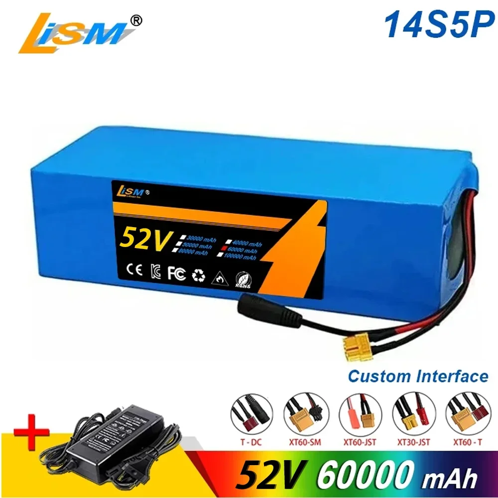52V 14S5P 60000mah 18650 Rechargeable Lithium Battery Pack with Built-in BMSSuitable Electric Bicycle Unicycle Skateboard
52V 14S5P 60000mah 18650 Rechargeable Lithium Battery Pack with Built-in BMSSuitable Electric Bicycle Unicycle Skateboard