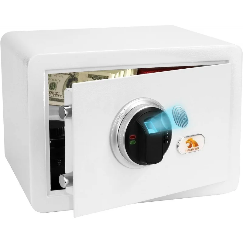 

TIGERKING Biometric Fingerprint Home Safe, 1.2 Cubic Feet Digital Security Safe Lock Box, Quick-Access Small Safes for Cash, Jew