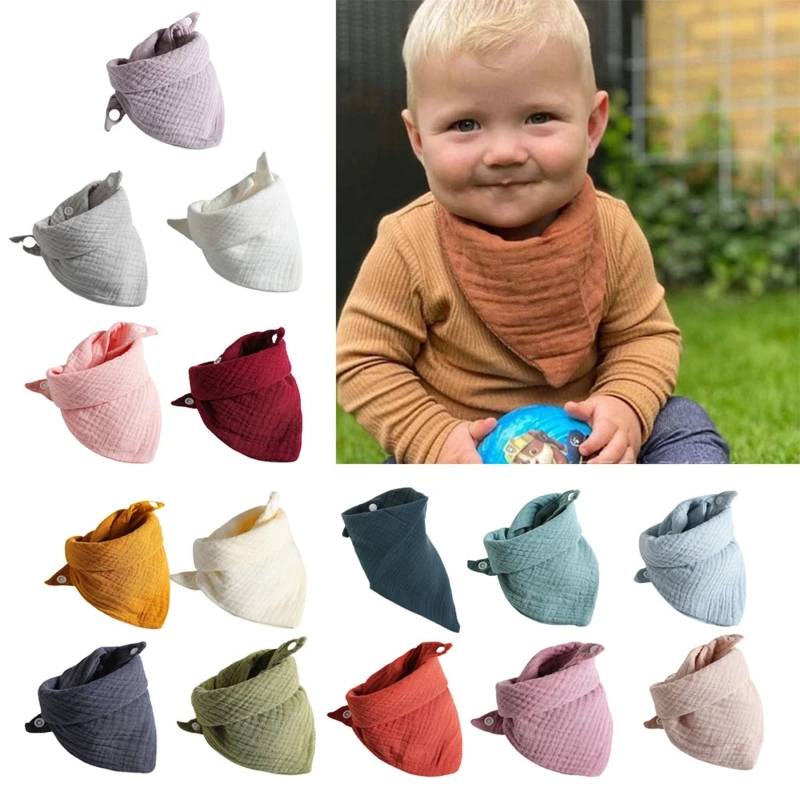 

Y1UB 5 Pcs Baby Feeding Drool Bibs Saliva Towel for Triangle Scarf Bandana Soft Cotton Bib Adjustable Button Burp Cloth for