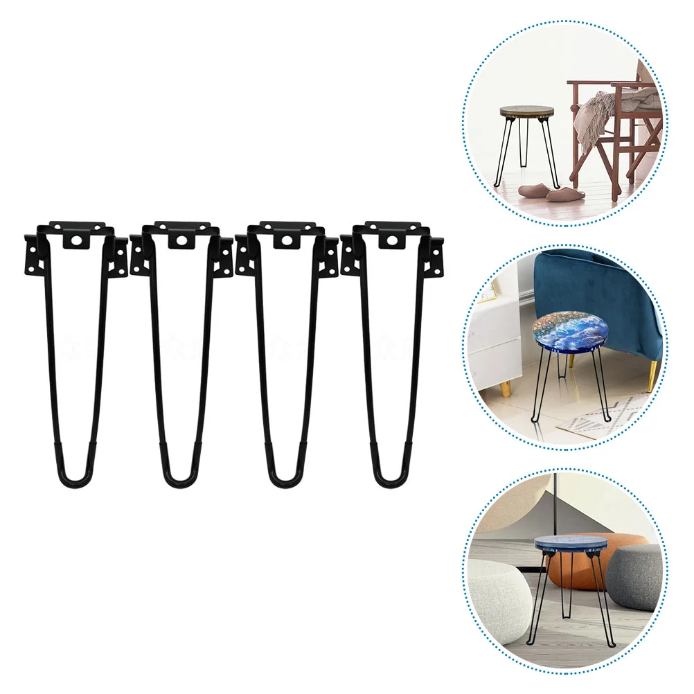 

4 Pcs Folding Table Leg Bracket Desk Metal Legs for Bed Furniture Bobby Pins Black Hairpin Home DIY Brackets