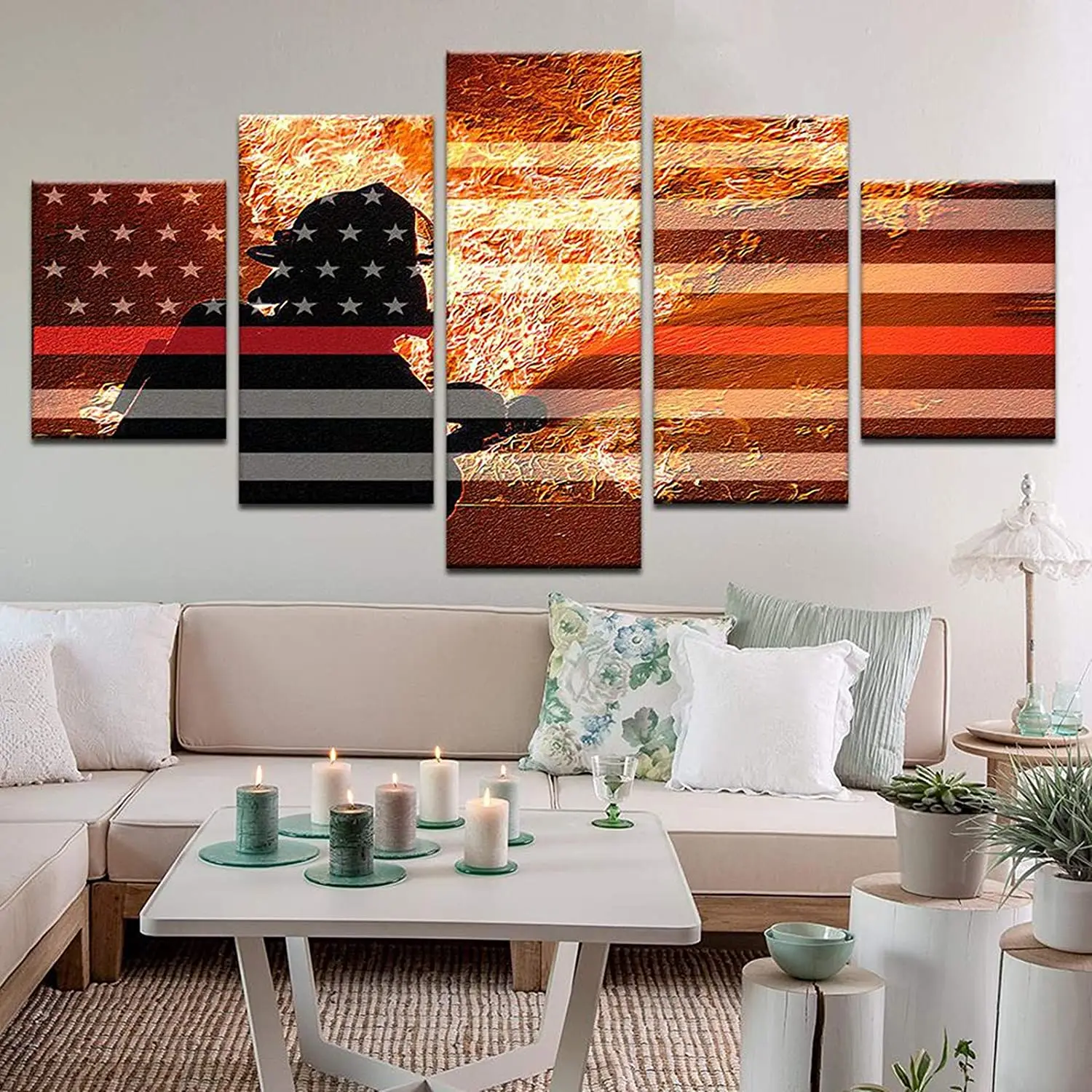 5 Piece Hero Firefighter American Flag Modular Wall Art Canvas Pictures Print Posters Home Decor for Living Room Paintings
5 Piece Hero Firefighter American Flag Modular Wall Art Canvas Pictures Print Posters Home Decor for Living Room Paintings