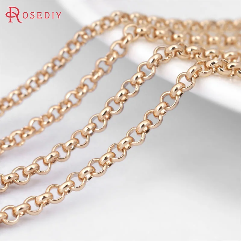 

2 Meters 1.4MM 1.6MM 2MM 3MM High Quality Champagne Gold Color Brass Round Link Chain Jewelry Making Diy Findings Accessories