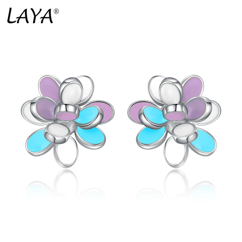 LAYA Vintage Enamel Flower Stud Earrings Women Temperament Blue Purple Flower Shaped pierced Ear 925 Sterling Silver Jewelry
LAYA Vintage Enamel Flower Stud Earrings Women Temperament Blue Purple Flower Shaped pierced Ear 925 Sterling Silver Jewelry