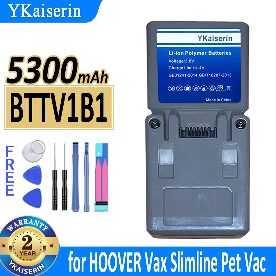 5300mAh YKaiserin Battery BTTV1B1 for HOOVER Vax Slimline Pet Vac New Handheld vacuum cleaner Bateria
5300mAh YKaiserin Battery BTTV1B1 for HOOVER Vax Slimline Pet Vac New Handheld vacuum cleaner Bateria