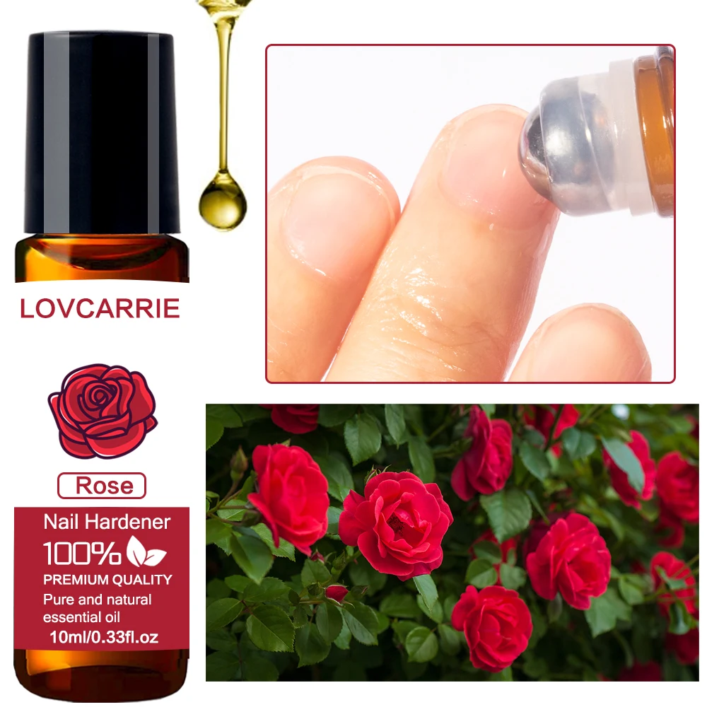 

LOVCARRIE Rose Cuticle Oil Nail Strengthener Hardener Nail Art Treatment Nourish Revit 10ML Natural Skin Body Essential Oil Care