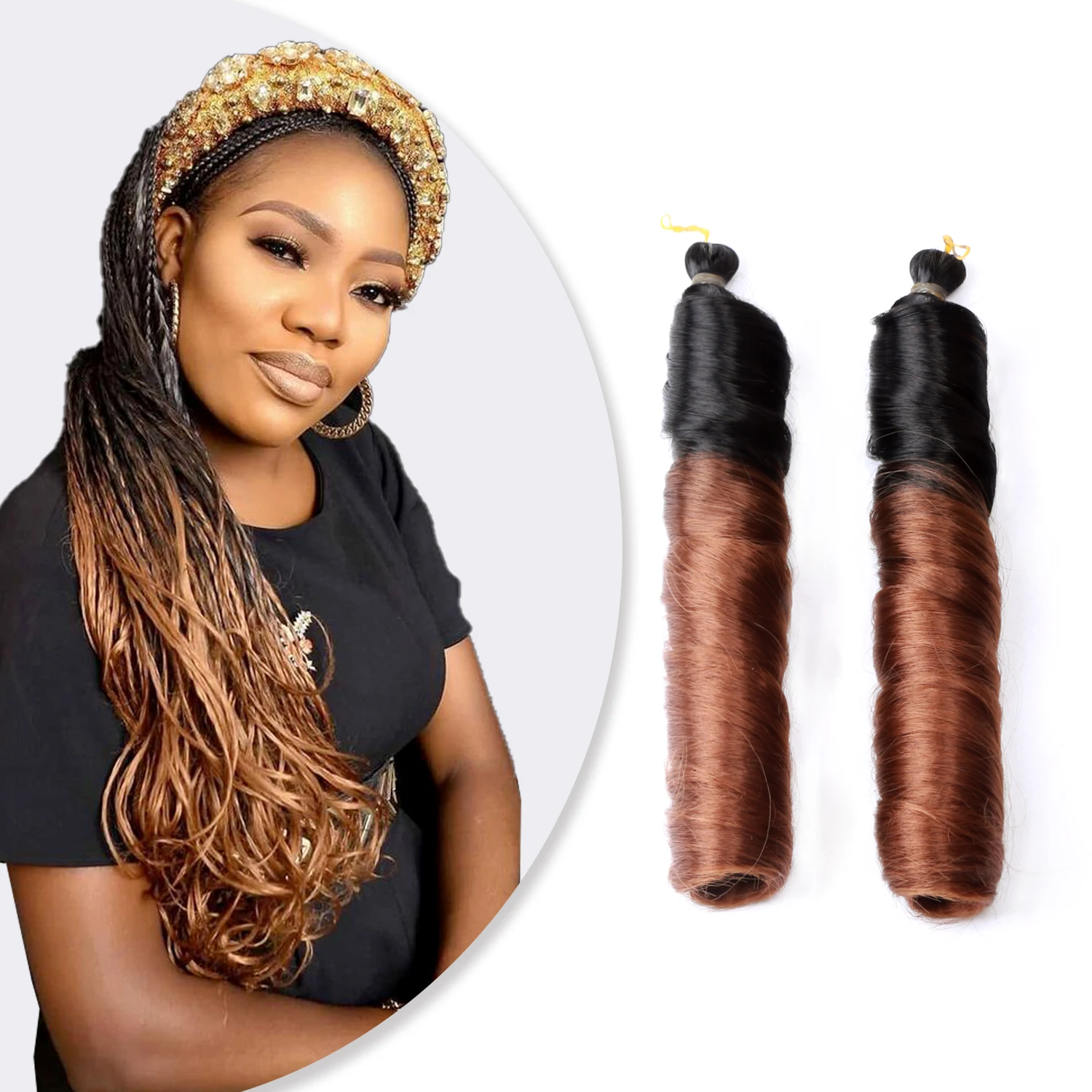 

Synthetic French Curly Crochet Braiding Hair 22 Inch Silky Spiral Curls Braids Deep Wave Bulk Hair Extensions Amir Hair