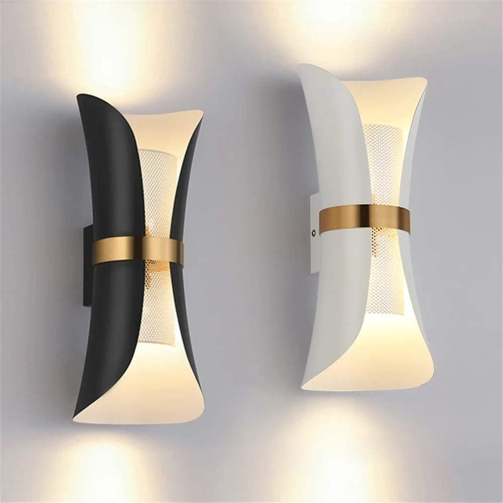 

Indoor Wall Lamps Black/White Body Bedroom Bedside Lamp Living Room Aisle Corridor Lighting Modern Wall Light 85-265V