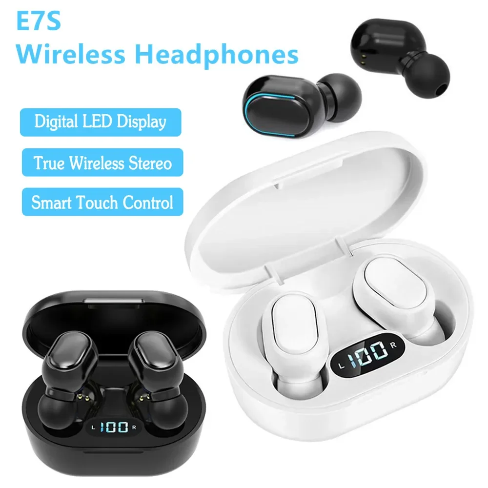 

Беспроводные наушники E7S TWS, Bluetooth наушники, музыкальная спортивная Гарнитура, водонепроницаемые наушники с микрофоном и светодиодным дисплеем для всех смартфонов