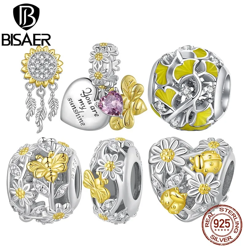 BISAER 925 Sterling Silver Sunflower Dream Charm Bead Daisy Bee Pendant Safety Chain Plated Gold Fit Girl Bracelet Fine Jewelry
BISAER 925 Sterling Silver Sunflower Dream Charm Bead Daisy Bee Pendant Safety Chain Plated Gold Fit Girl Bracelet Fine Jewelry