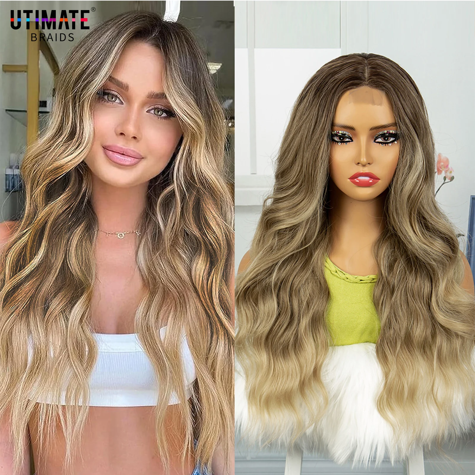 Brown Hair Synthetic Wig 28inches Ombre Brown Long Wavy Wig For Girls Cosplay Party Use 4X2 Lace Front Natural Middle Part
Brown Hair Synthetic Wig 28inches Ombre Brown Long Wavy Wig For Girls Cosplay Party Use 4X2 Lace Front Natural Middle Part