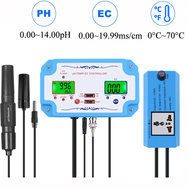 3 in 1 PH Controller EC Temperature Meter Monitor Hydroponics Aquarium Water Quality Tester Electric Conductivity Acidimeter
3 in 1 PH Controller EC Temperature Meter Monitor Hydroponics Aquarium Water Quality Tester Electric Conductivity Acidimeter