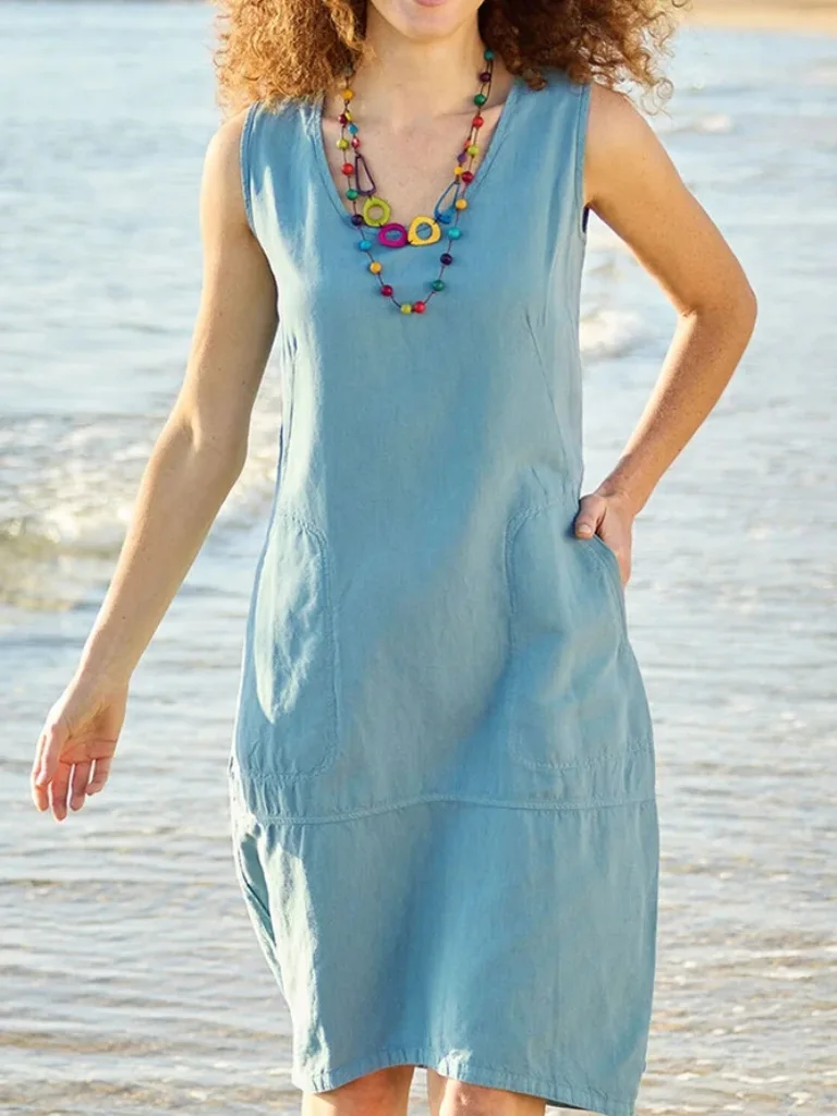 2024 Spring Women's Long Dress Black U-neck Sleeveless Pockets Loose Dresses Female Casual Elegant Fashion Beach Clothes Ladies
2024 Spring Women's Long Dress Black U-neck Sleeveless Pockets Loose Dresses Female Casual Elegant Fashion Beach Clothes Ladies