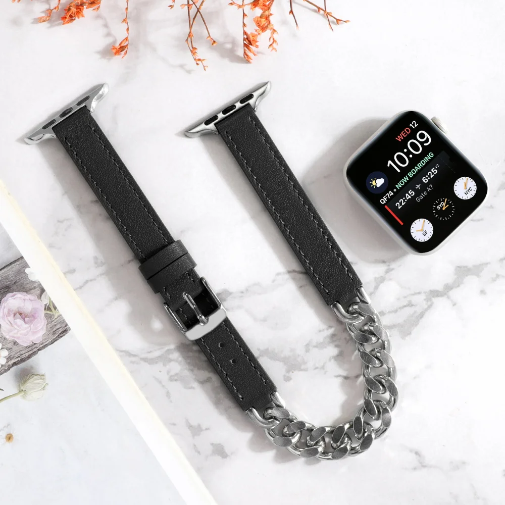 Metal Leather Strap for Apple Watch Band 44mm 40mm 45mm 41mm 42mm 38mm Double ring Bracelet for iWatch 7 6 5 4 3 SE 8 Ultra 49mm
Metal Leather Strap for Apple Watch Band 44mm 40mm 45mm 41mm 42mm 38mm Double ring Bracelet for iWatch 7 6 5 4 3 SE 8 Ultra 49mm