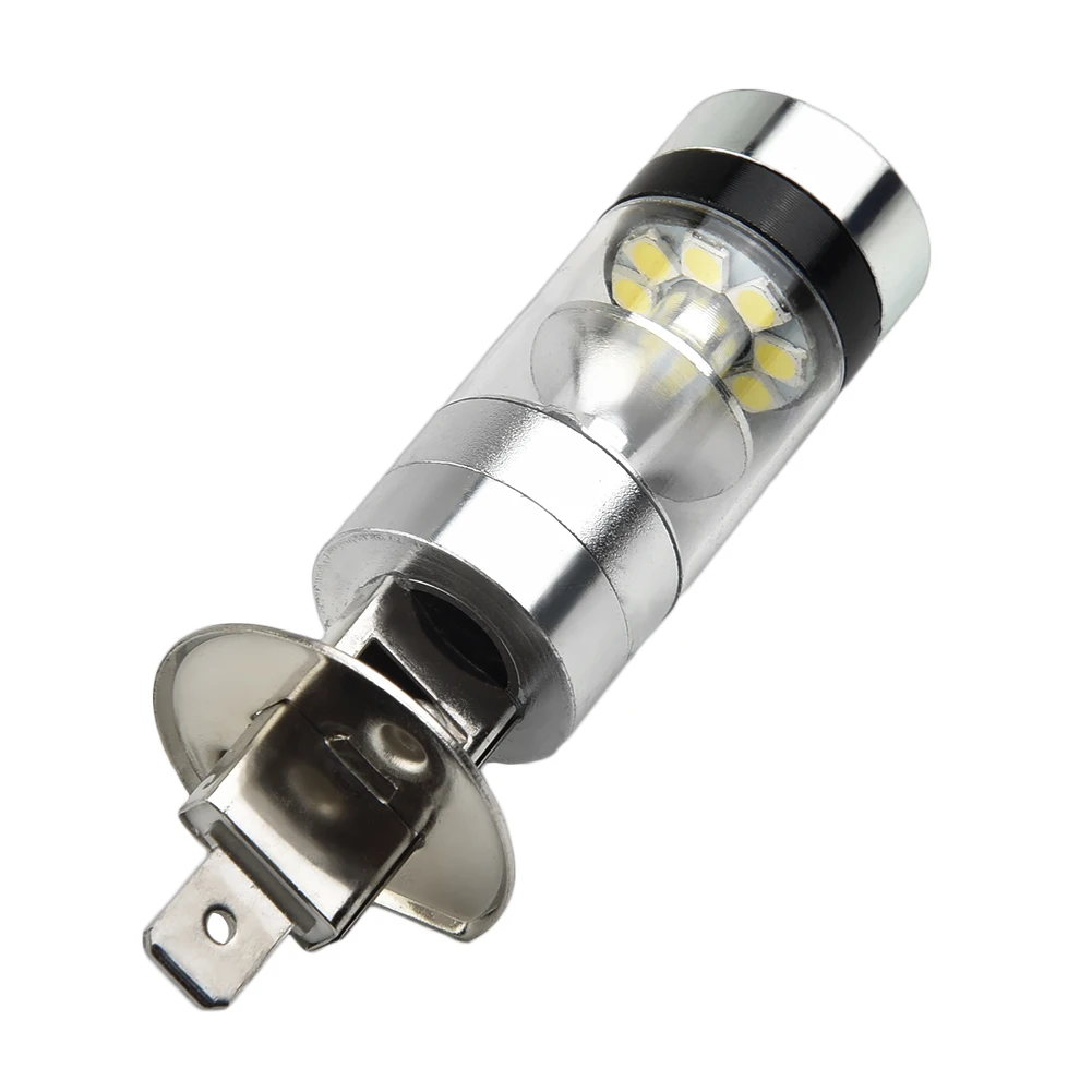 

2 Pcs H1 DC 9V-30V 100W Car White 20 SMD LEDs Projector Fog Driving Light 6000K Car Front LED Headlight Light Bulbs