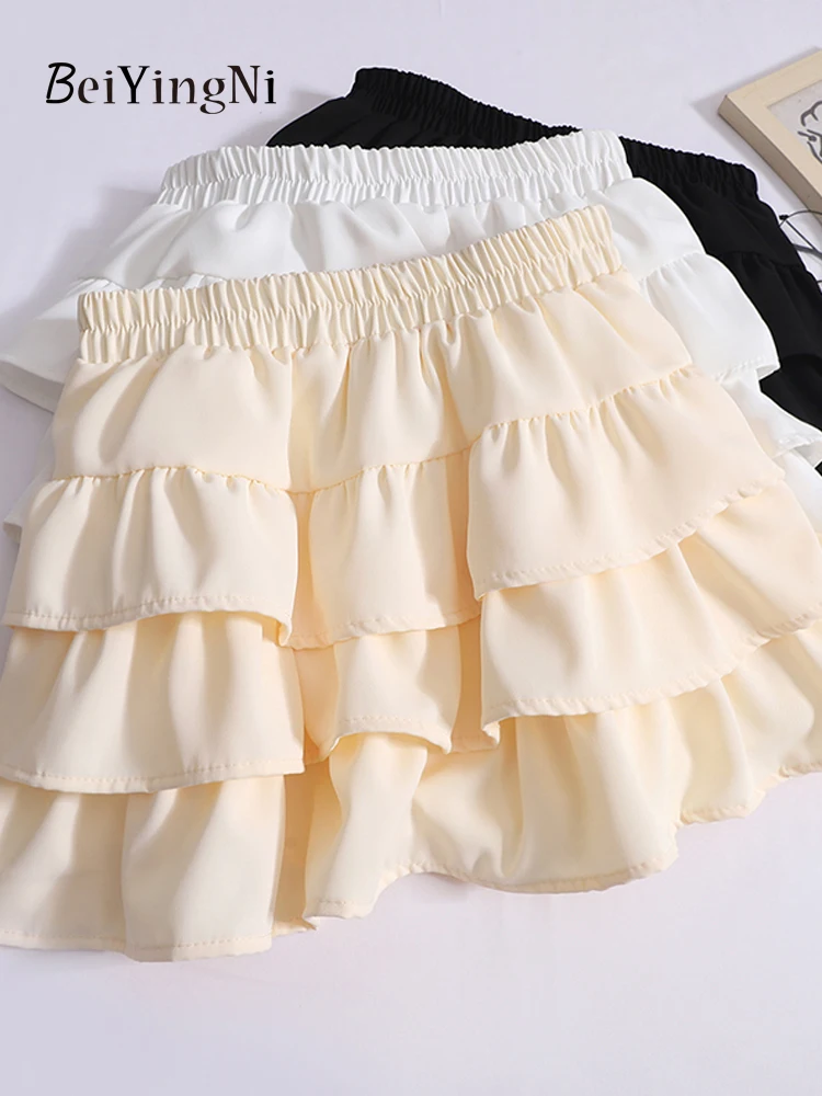 

Beiyingni Sexy Y2K Kawaii Skirts for Woman Slim Chic Cute High Waist Tutu Short Mini White Skirt Summer Fashion Korean Faldas