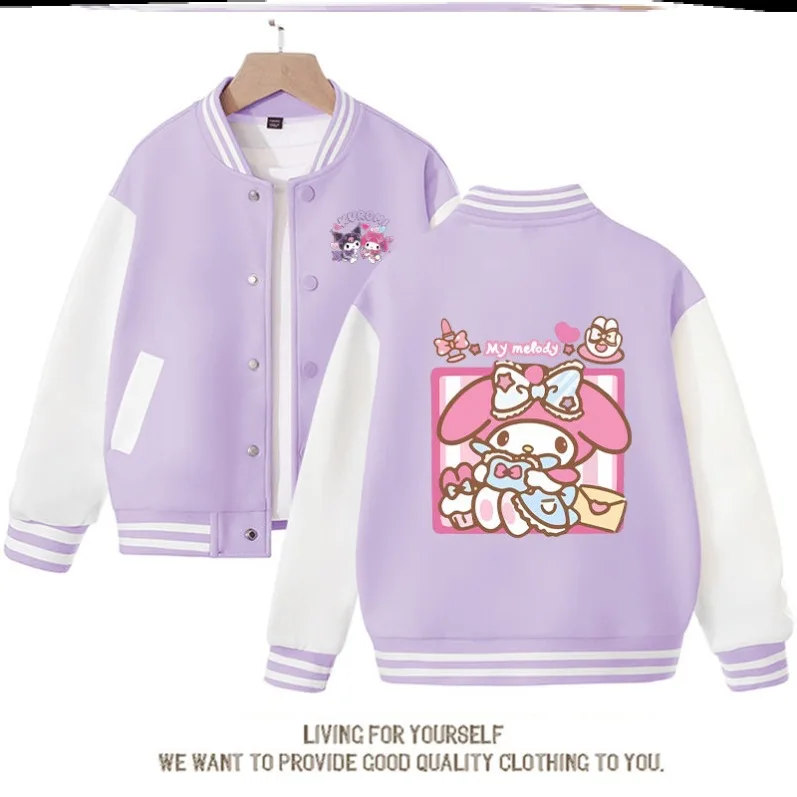 Бейсбольная куртка Sanrio My Melody, уличная одежда для студентов с мультяшным рисунком, пальто для мальчиков и девочек, Повседневная модная свободная Подарочная одежда, весна-осень
Бейсбольная куртка Sanrio My Melody, уличная одежда для студентов с мультяшным рисунком, пальто для мальчиков и девочек, Повседневная модная свободная Подарочная одежда, весна-осень