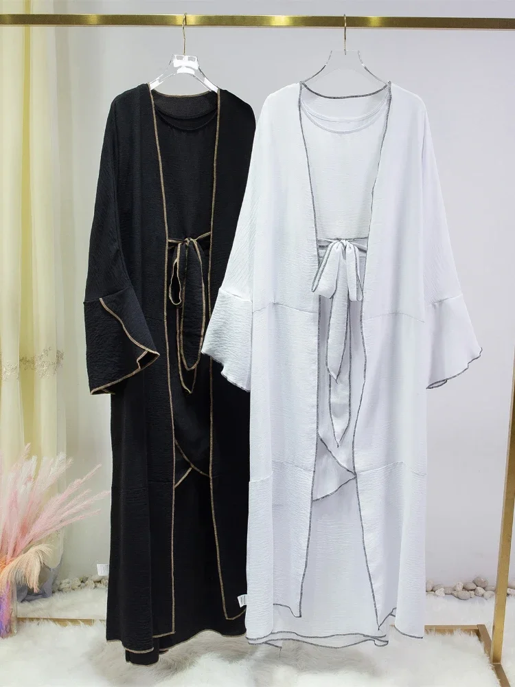 

Eid Muslim Abayas Women 3 Piece Set Party Abaya Dress Morocco Caftan Ramadan Musulman Lace-up Islam Dubai Arab Long Robe 2024