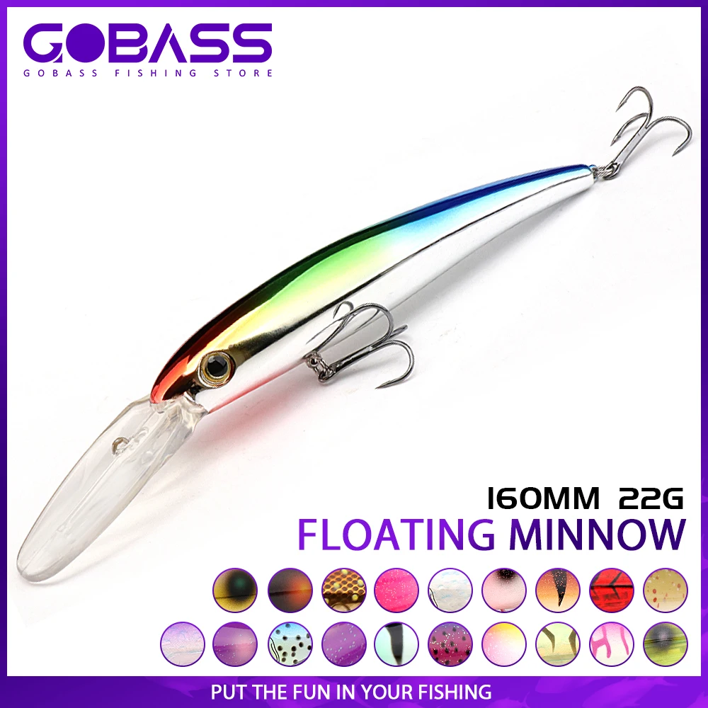 GOBASS Colorful Big Minnow Fishing Lures 160mm 22g Laser Isca Artificial Bait Pesca Floating Crankbait Trolling Wobbler Tackle
GOBASS Colorful Big Minnow Fishing Lures 160mm 22g Laser Isca Artificial Bait Pesca Floating Crankbait Trolling Wobbler Tackle