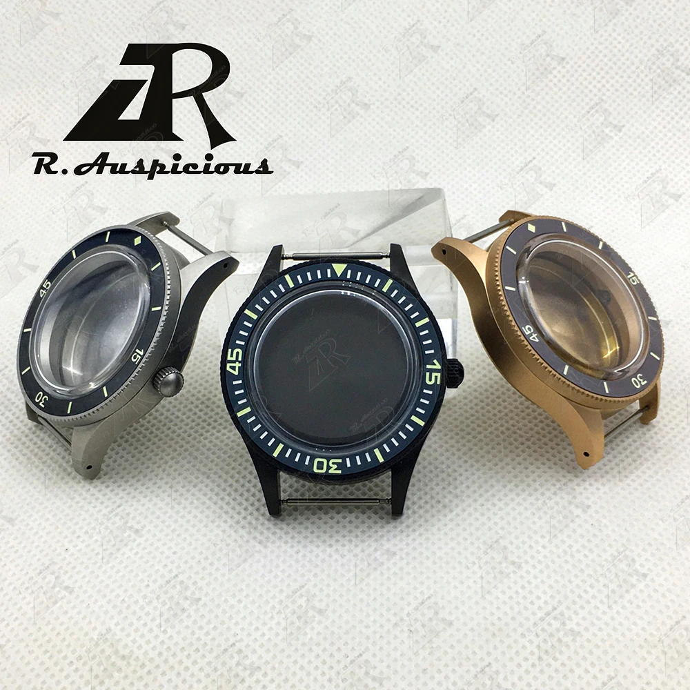 

40mm Watch Parts Coated Titanium Sand Case Dome Sapphire Glass Luminous Bezel Suitable for NH35A NH36 ETA2824 PT5000 Miyota9015