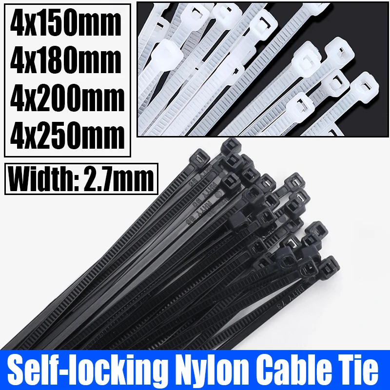 250/500PCS White/Black Self-locking Plastic Nylon Cable Tie Zip Wrap Strap Nylon Cable Tie Cable/Wire Fastening Ring 4x150-250mm
250/500PCS White/Black Self-locking Plastic Nylon Cable Tie Zip Wrap Strap Nylon Cable Tie Cable/Wire Fastening Ring 4x150-250mm