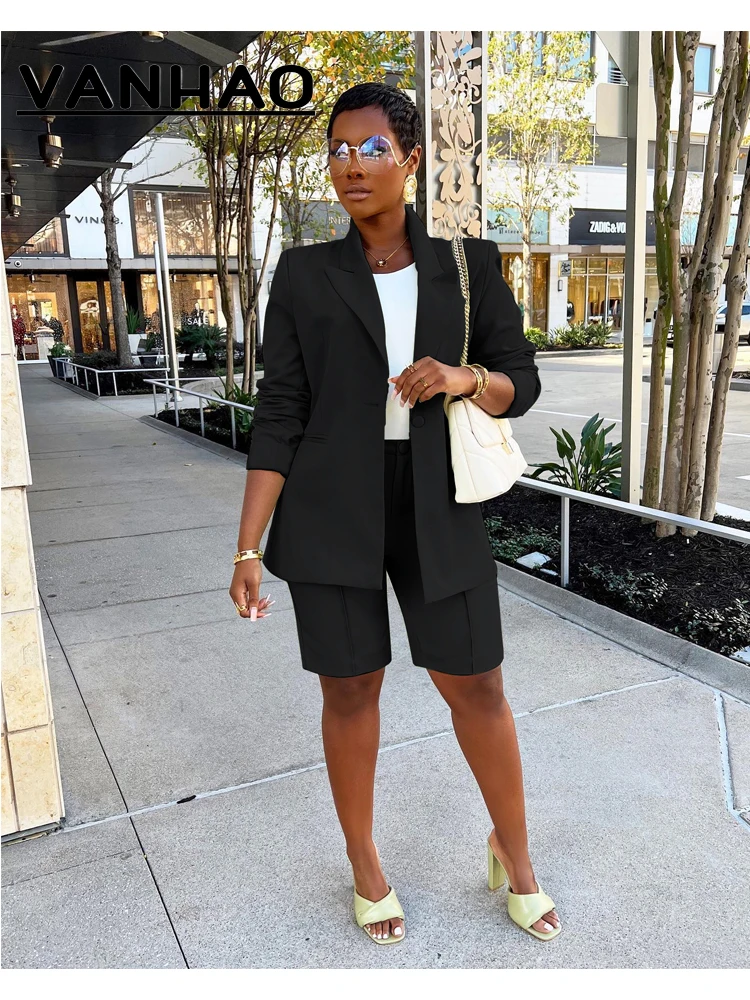 VANHAO Two Piece Blazer Set Women Office Set 2 Pieces Elegant Work OL Blazer+Shorts Coat Woman Sexy Chic Suit Summer Clothes
VANHAO Two Piece Blazer Set Women Office Set 2 Pieces Elegant Work OL Blazer+Shorts Coat Woman Sexy Chic Suit Summer Clothes