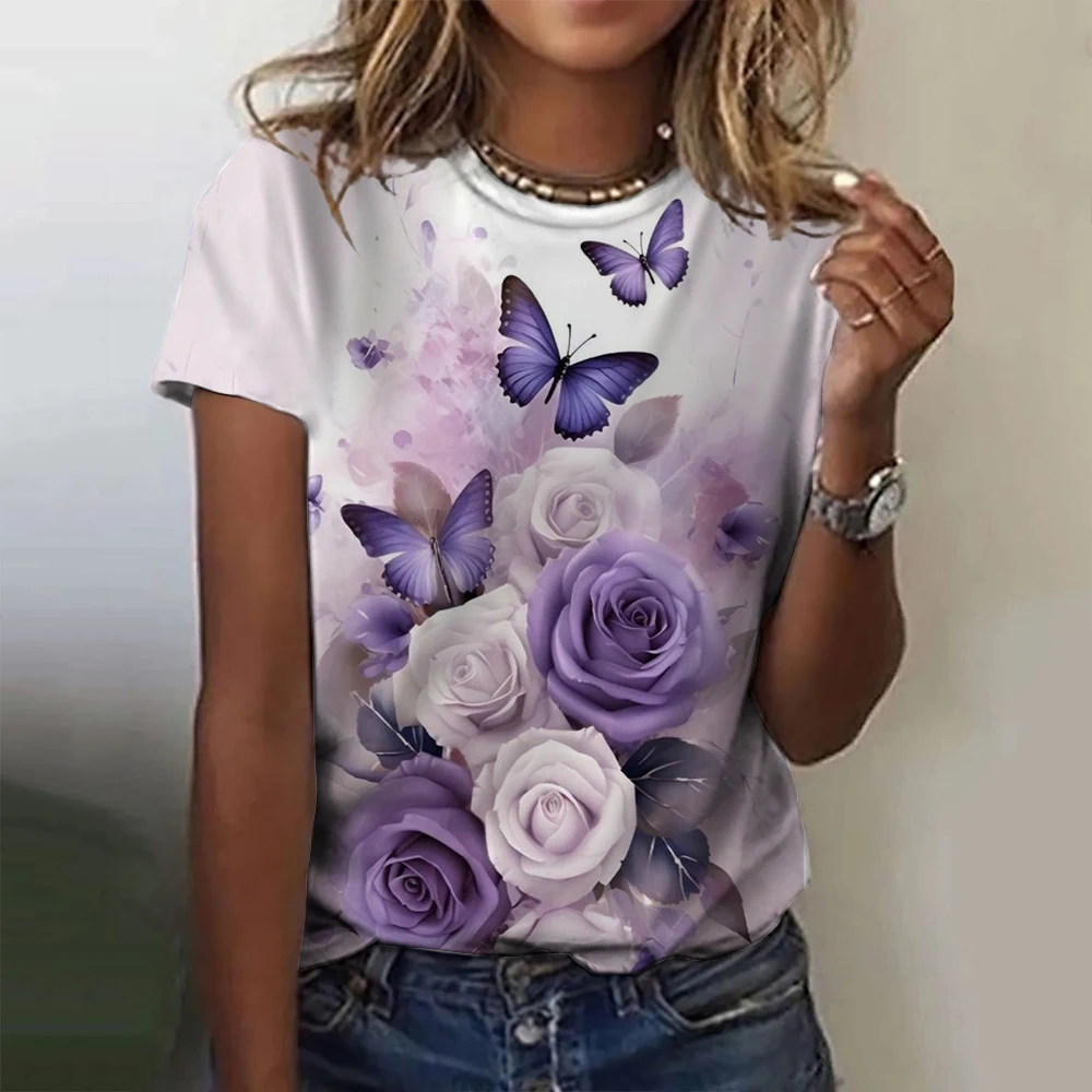 Women's T-shirt Summer Fashion Short Sleeve Tees Tops 3D Floral Print O-Neck Casual T Shirt For Women's Rose Flower Y2k Clothes
Women's T-shirt Summer Fashion Short Sleeve Tees Tops 3D Floral Print O-Neck Casual T Shirt For Women's Rose Flower Y2k Clothes