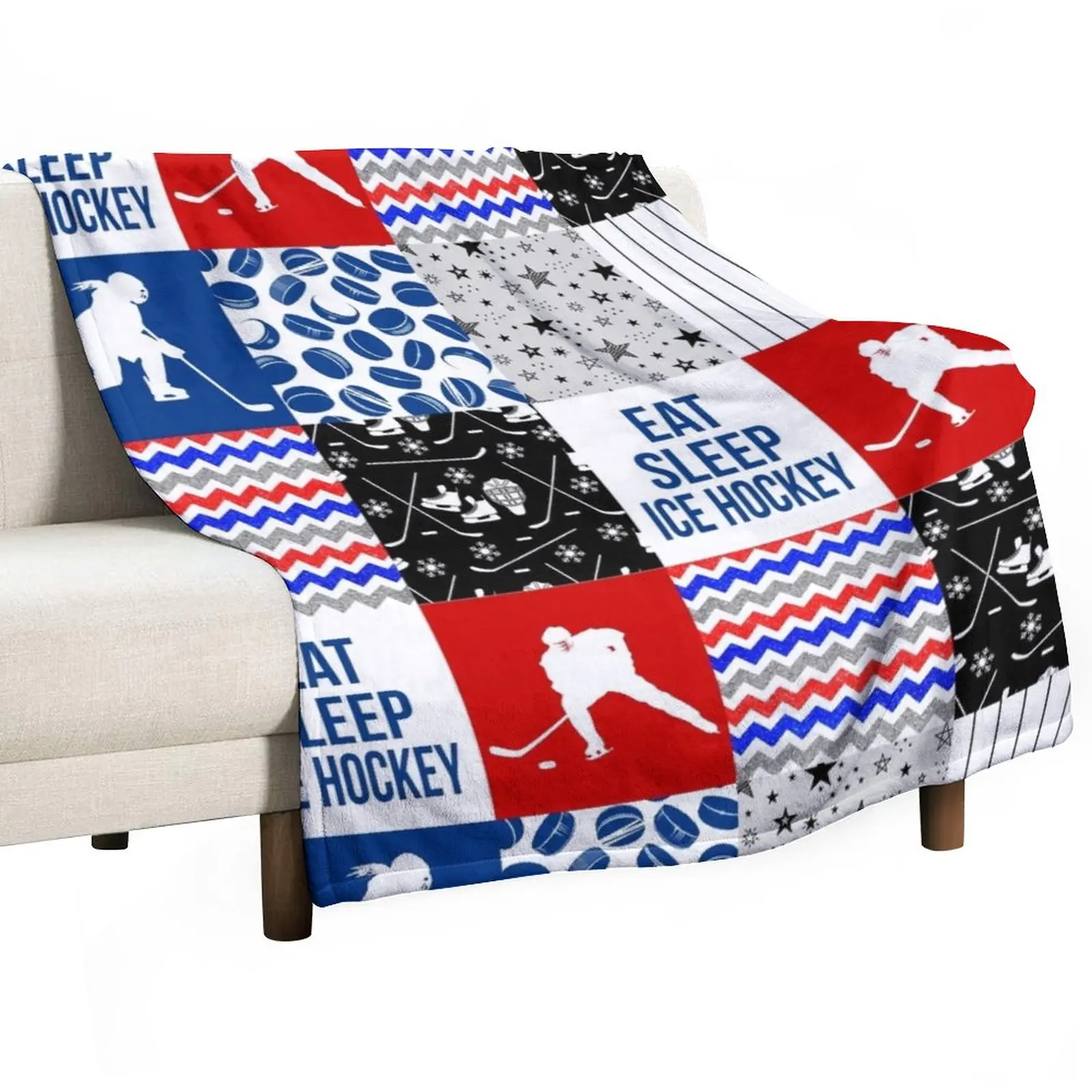 

Ice Hockeyl Eat Sleep Gift for Ice Hockey Boy Throw Blanket Hairy Blankets Fashion Sofa Blankets Thermal Blanket