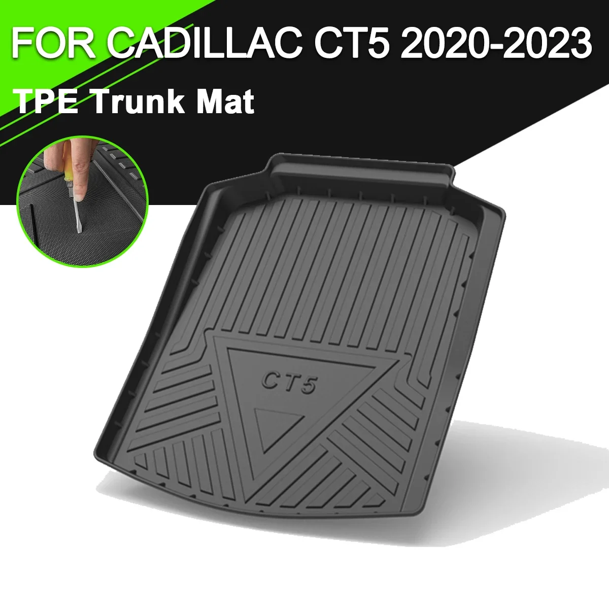 

Коврик для багажника из ТПЭ для CADILLAC CT5 2020-2023, автомобильная Водонепроницаемая нескользящая резиновая подкладка для груза, аксессуары