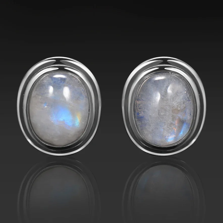 

Natural 8x10MM Oval Moonstone Stud Earrings 925 Sterling Silver Earring for Women Vintage Ear Jewelry Party Gift Wholesale
