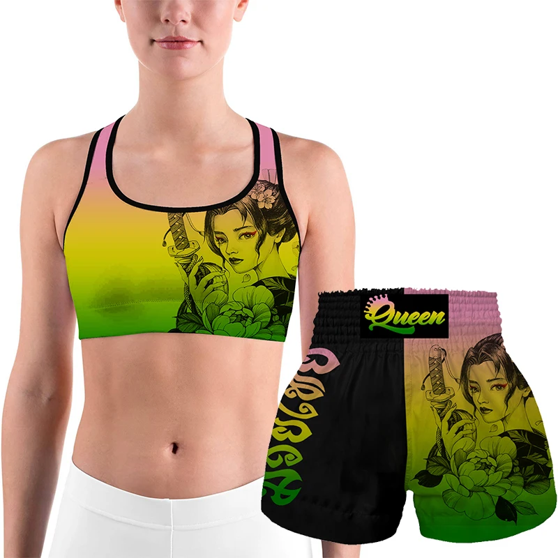 Custom Women's Boxing Pants MMA Kickboxing Fight Grappling Muay Thai Shorts Sexy Sports Bra Women's casual stretchy sportswear
Custom Women's Boxing Pants MMA Kickboxing Fight Grappling Muay Thai Shorts Sexy Sports Bra Women's casual stretchy sportswear
