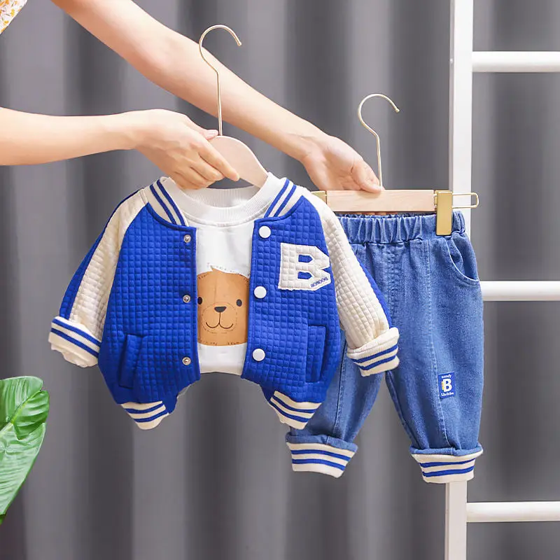 Boys' Three Piece Spring and Autumn Children's Baseball Jersey New Boys' Sports Handsome Baby Children's Clothing
Boys' Three Piece Spring and Autumn Children's Baseball Jersey New Boys' Sports Handsome Baby Children's Clothing