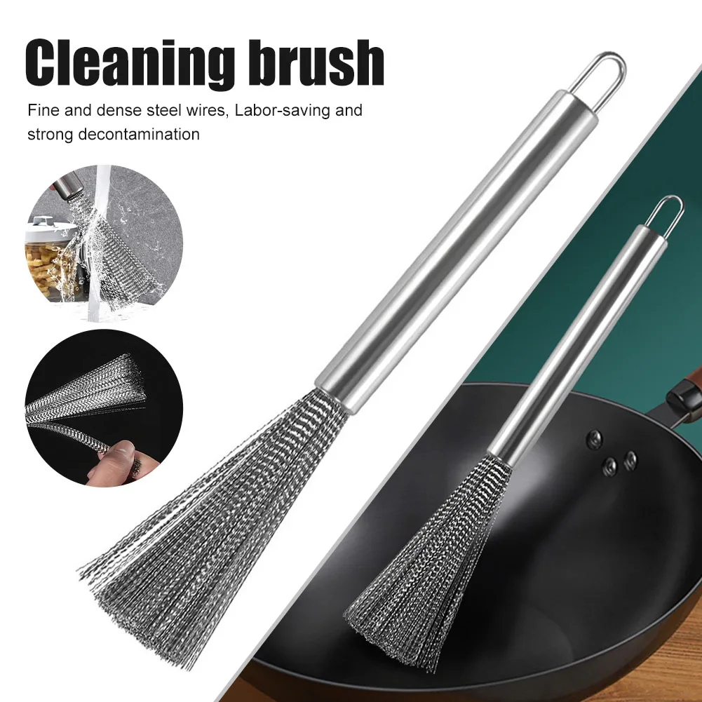 304 Stainless Steel Cleaning Brush Kitchen Pot Tableware Cleaning Brush Strong Decontamination Long Handle Dishwashing Tools
304 Stainless Steel Cleaning Brush Kitchen Pot Tableware Cleaning Brush Strong Decontamination Long Handle Dishwashing Tools