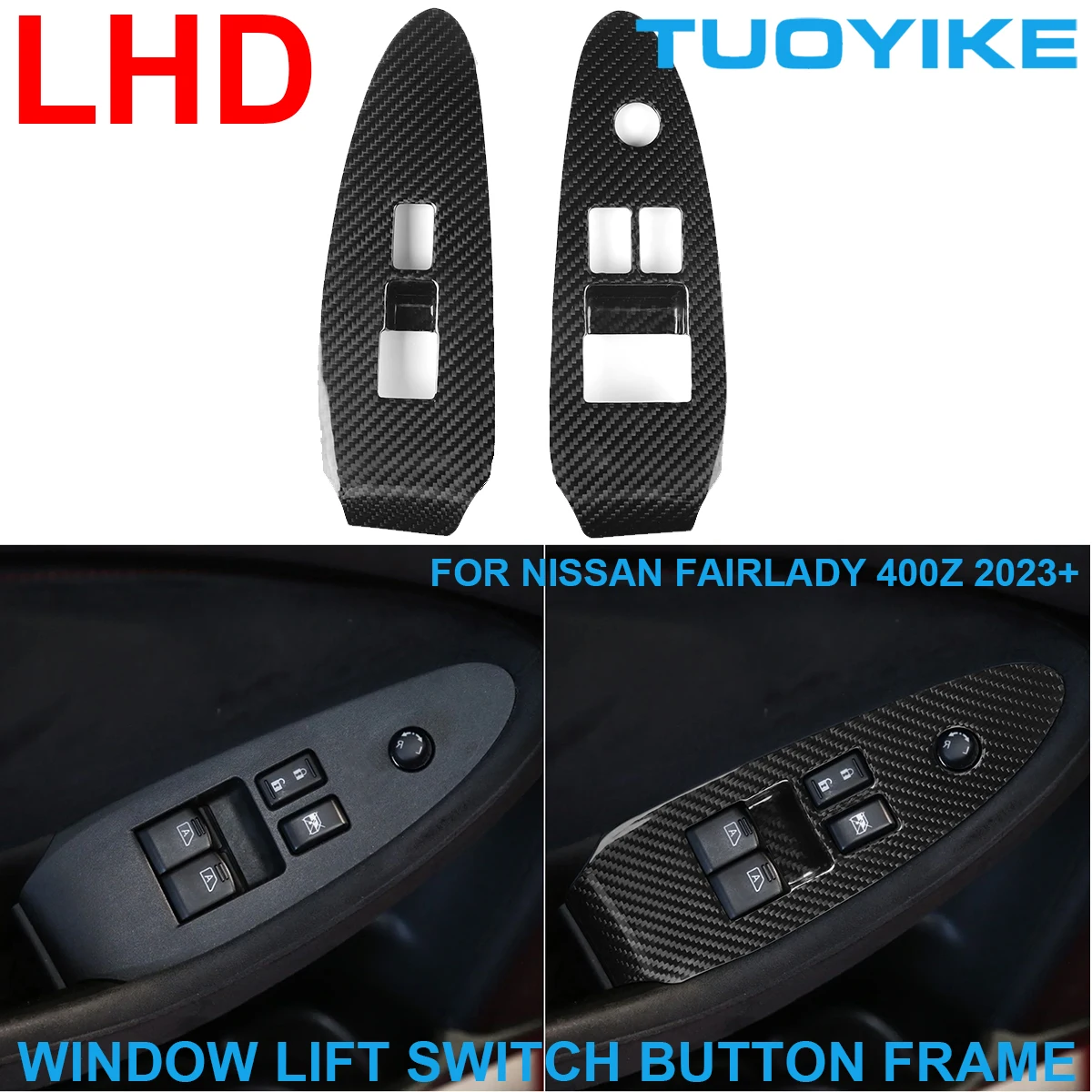 

LHD Car Real Dry Carbon Fiber Interior Window Lift Switch Button Trim Cover Decoration Panel For Nissan Fairlady 400Z 2023+